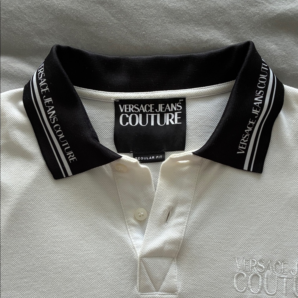 Versace Jeans Collection White Polo with Black Accents